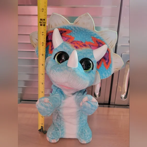 2014 FurReal Hoppin' Topper HASBRO Interactive Plush Pet Triceratops Dinosaur - Picture 5 of 13